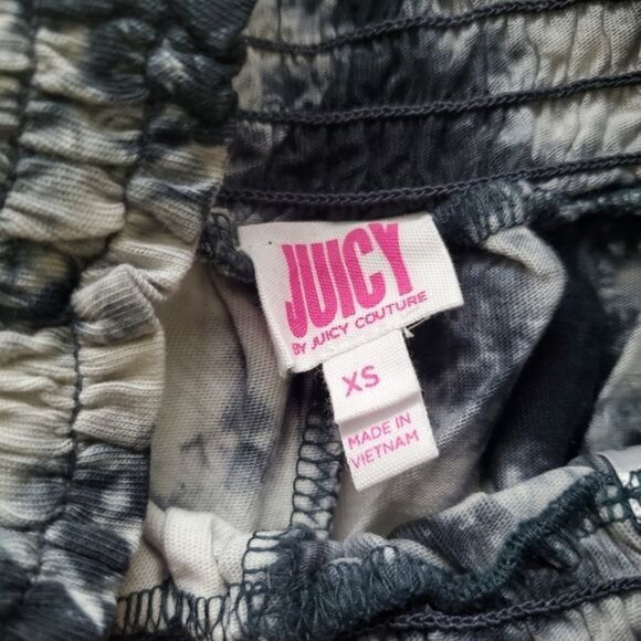 Juicy by juicy Couture women's shorts Pitch Black Bleach TRK Tie Dye Sz XS new - Picture 3 of 9